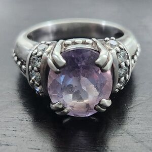 Judith Ripka Sterling Silver Amethyst Ring, size 7, preloved